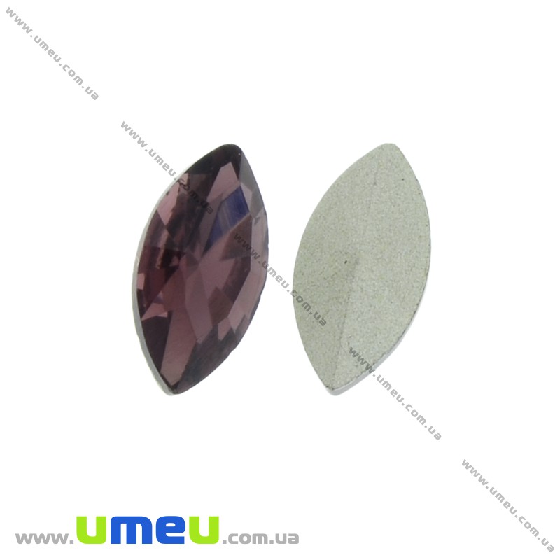 Ріволі скляний, Човник гранований, 10х5 мм, Фиолетово-коричневий (KAB-026032)