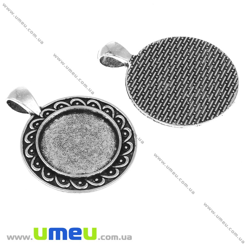 Основа кругла, 39х30 мм, 20 мм, Античне срібло (OSN-016863)