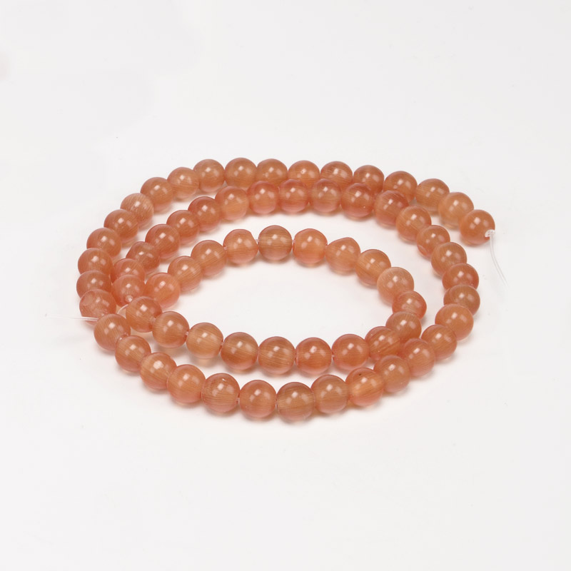 Намистини Котяче око, Синт. камінь, 6 мм, Помаранчеві, Круглі (BUS-054273)