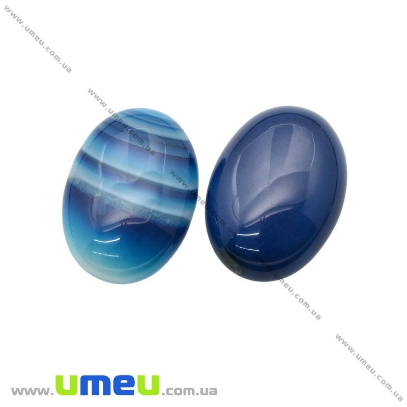 Кабошон нат. камінь Агат синій, Овал, 25х18 мм (KAB-012706)