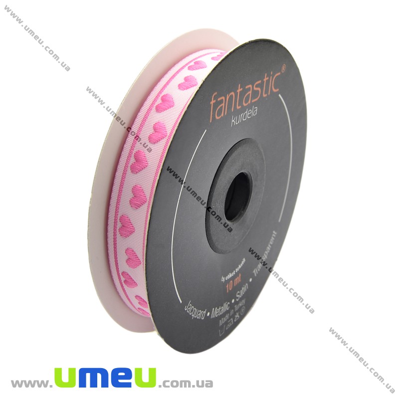 Тасьма Fantastic сердечка, 12 мм, Рожева (LEN-010930)