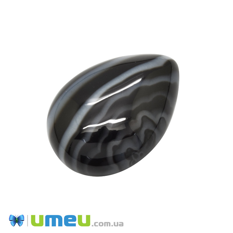 Кабошон нат. камінь Агат чорний, Крапля, 24,9 х18,2 мм (KAB-050626)