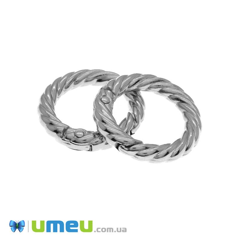 Кольцо для сумки металлическое, 29 мм, Темное серебро, 1 шт (BAG-046211)