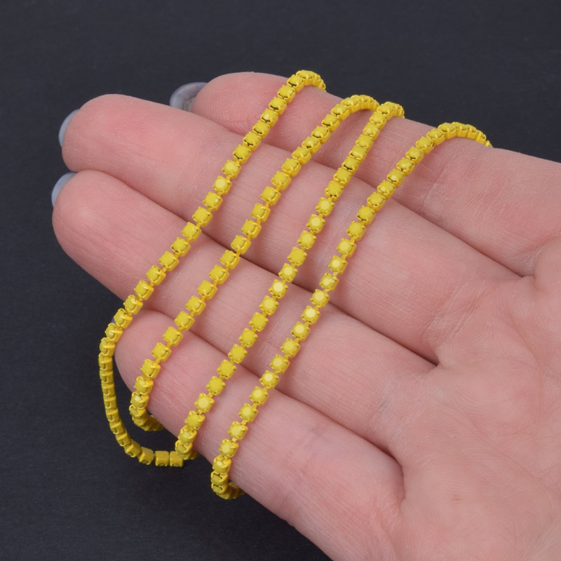 Стразовая цепь SS6 - 2,0 мм, Желтая, Стразы стеклянные желтые (ZEP-061038)