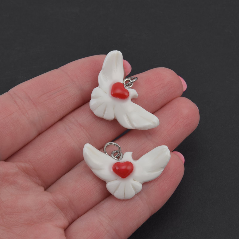 Підвіска Горлиця з полімерної глини, 30х17 мм, Біла (POD-058989)