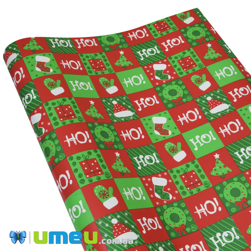 Пакувальний папір Новорічний, Червоно-зелений, 76х100 см (UPK-043024)