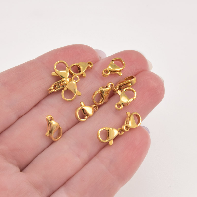 Замки-карабіни з нержавіючої сталі, 10х6 мм, Золото (STL-057071)