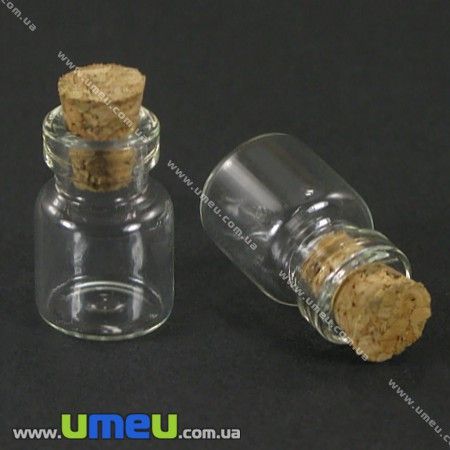 Скляна баночка з пробкою, 12х18 мм (DIF-001861)