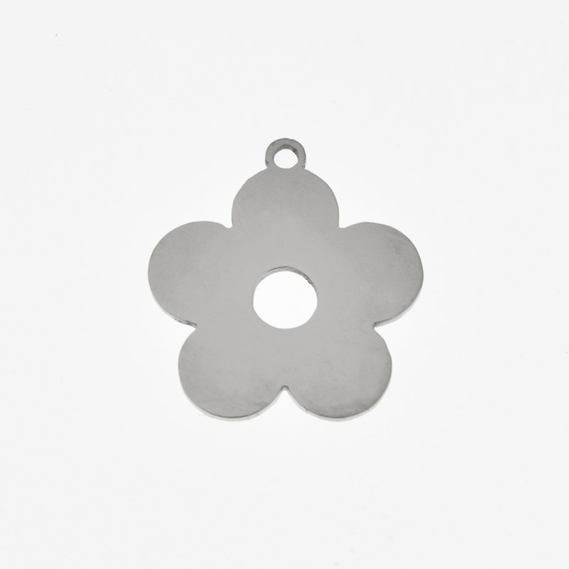 Підвіска з нерж. сталі Квітка, 19,5х17,5 мм, Темне срібло (STL-060700)