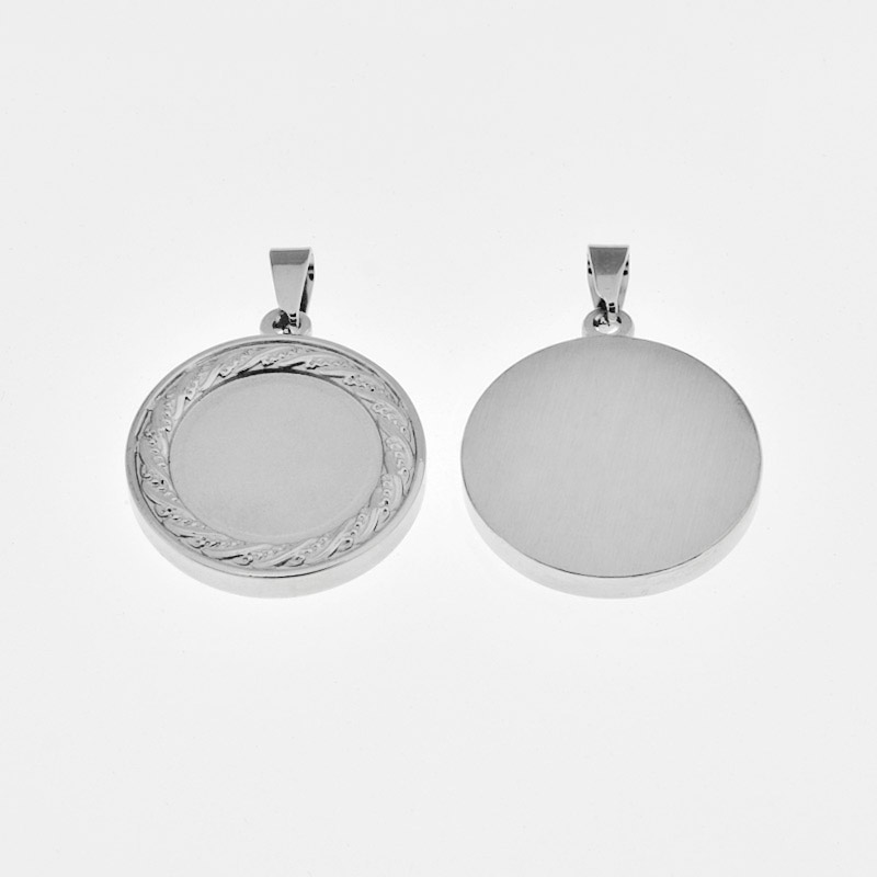 Основа кругла з нерж. сталі, 24,5х21,5 мм, 15 мм, Темне срібло (STL-059500)