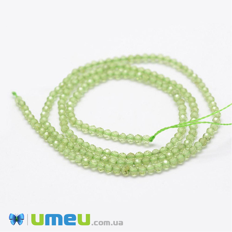 Бусины Кварц зеленый, Натур. камень, 2 мм, Круглые граненые (BUS-040875)