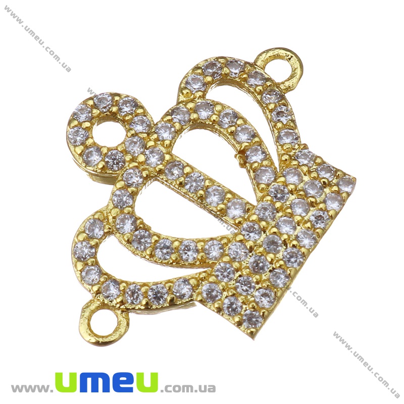 Коннектор металлический с фианитами Корона, 19х15 мм, Черный (KON-036744)