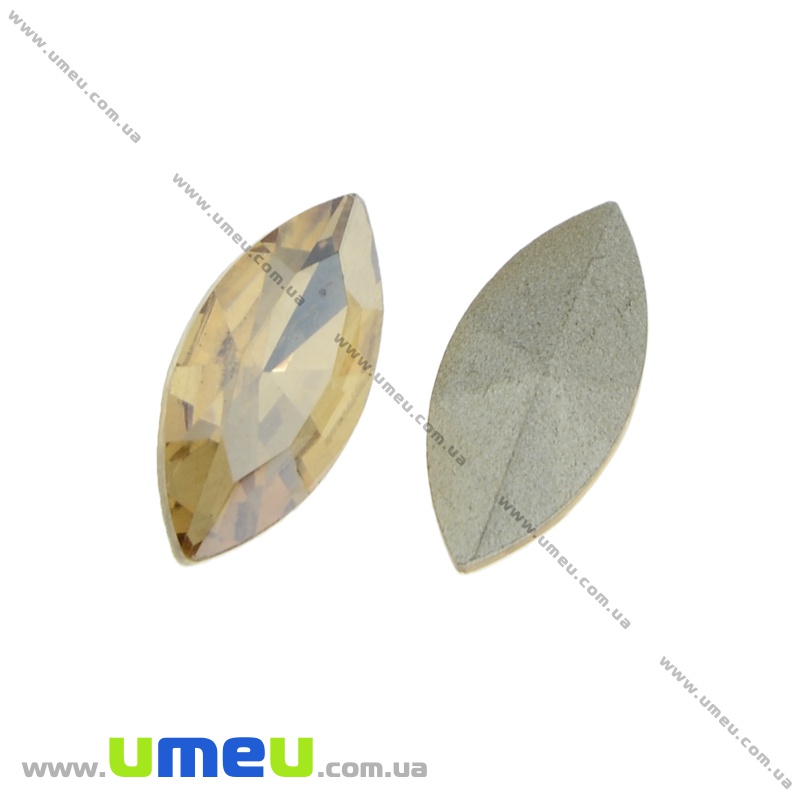 Ріволі скляний, Човник гранований, 10х5 мм, Світло-бежевий (KAB-022008)