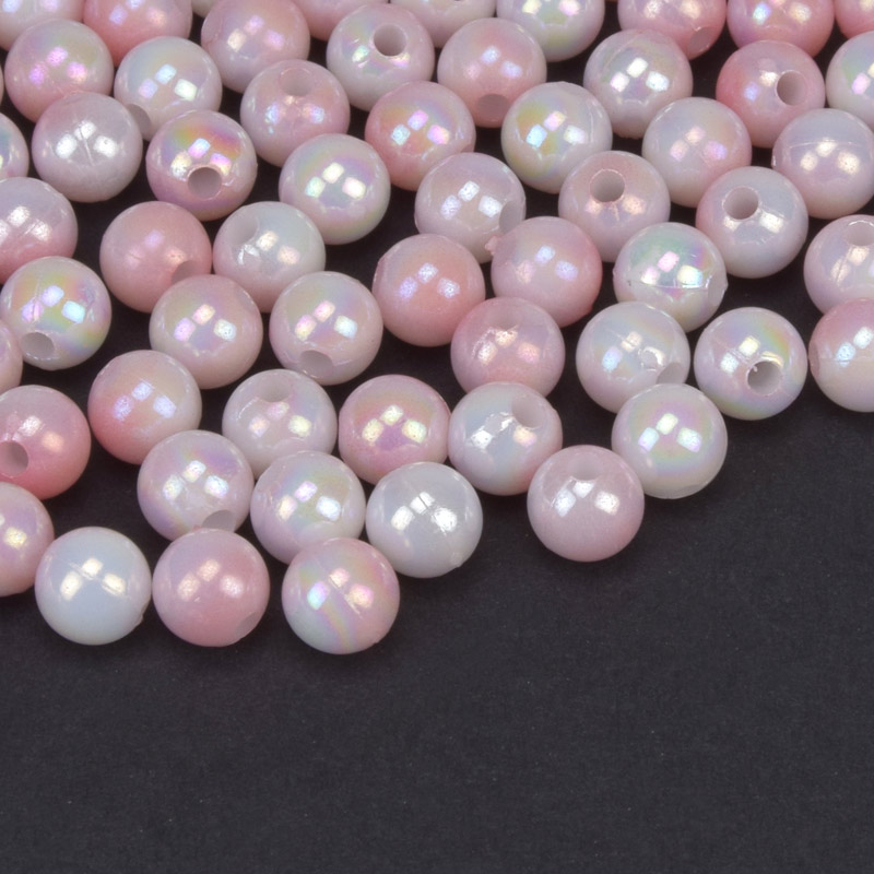 Намистини пластикові градієнтні, Круглі, 6 мм, Рожеві (BUS-059557)
