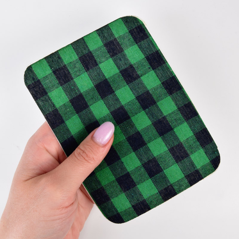 Термонаклейка для декору та ремонту одягу, 12,5х9,5 см, Зелена в клітинку (APL-060167)