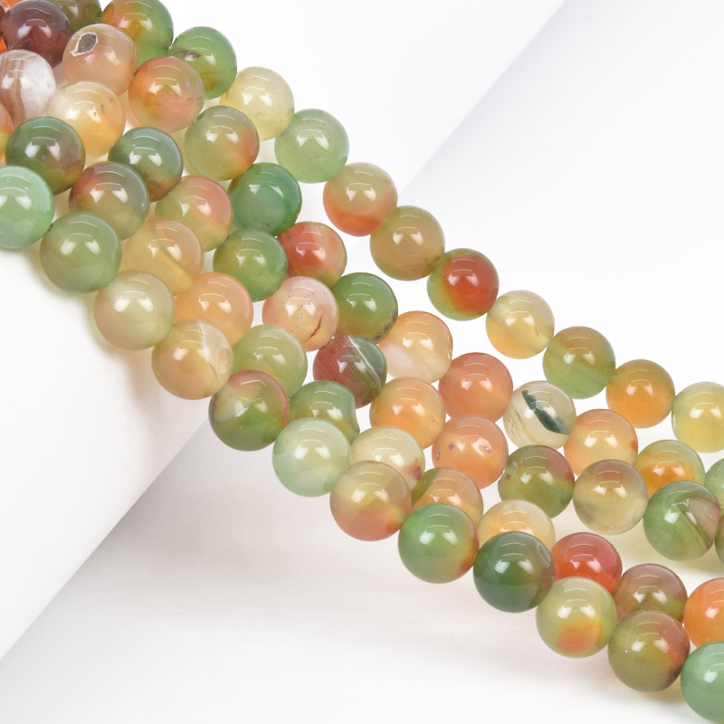 Намистини Агат павичевий, Натур. камінь, 8 мм, Круглі (BUS-058066)