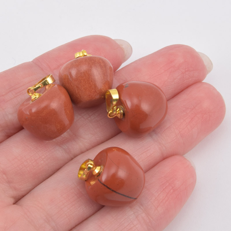 Підвіска Яблуко, Натур. камінь Яшма червона, 14,5х14 мм (POD-058584)