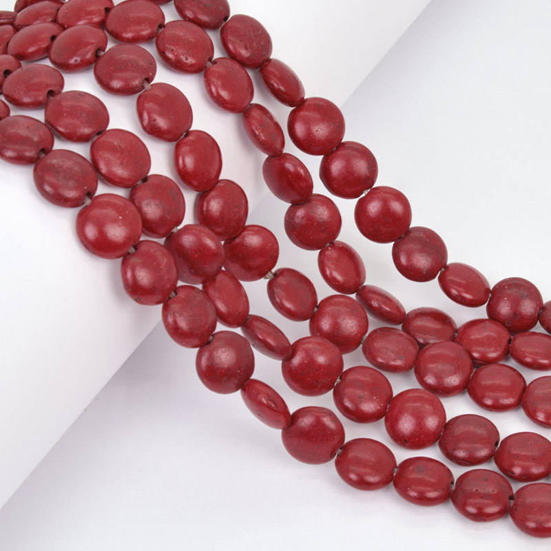 Намистини Бірюза пофарбована, Синт. камінь, 10 мм, Круглі плоскі (BUS-057521)