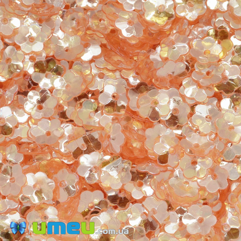 Паєтки Індія квіти, 6 мм, Персикові (PAI-053450)