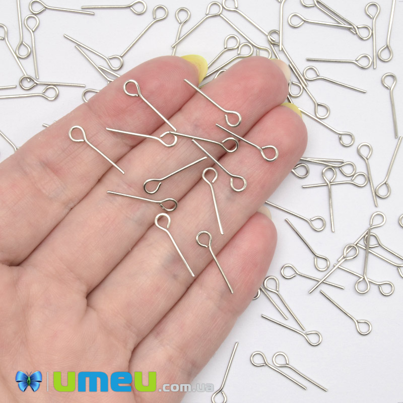 Булавки из нерж. стали, 15 мм, Темное серебро (STL-056216)