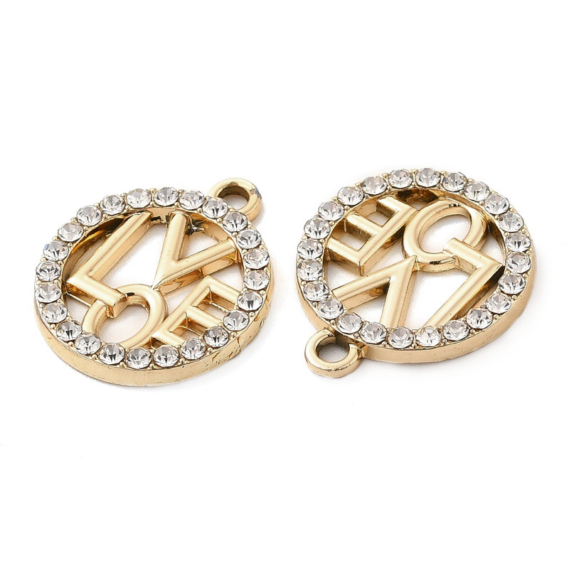 Подвеска метал. LOVE со стразами, 19х16 мм, Светлое золото (POD-053485)