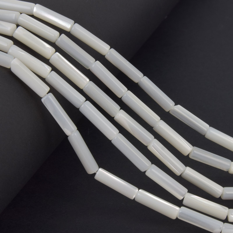 Намистини Перламутр білий, Натур. камінь, 14х4 мм, Бочонок (BUS-058123)