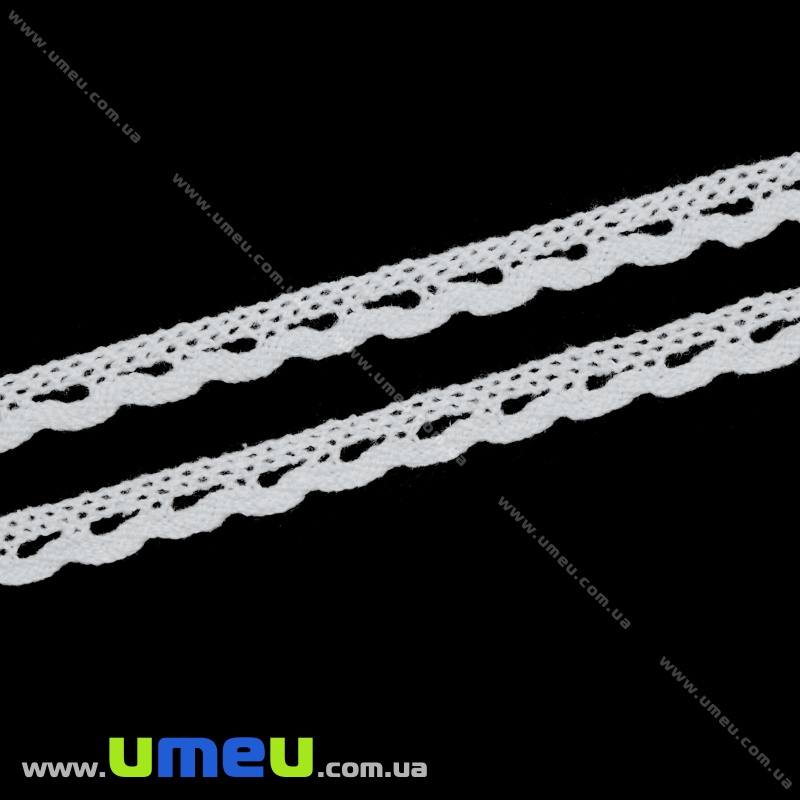 Мереживо бавовняне, 10 мм, Біле (LEN-034704)