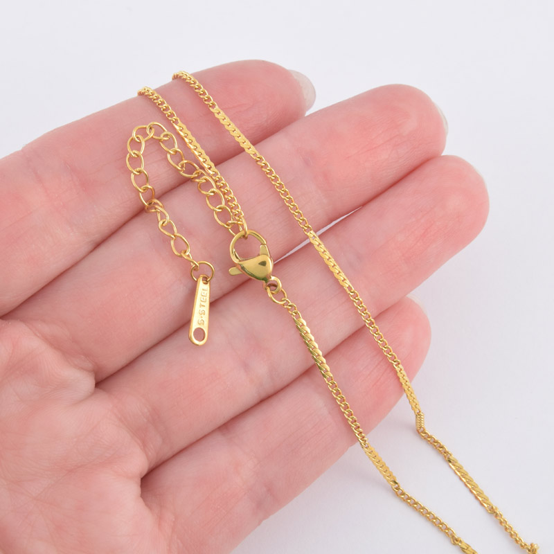 Основа на шию з нерж. ст. з подовжувачем, Золото, 1,5 мм, 40 см (STL-058332)