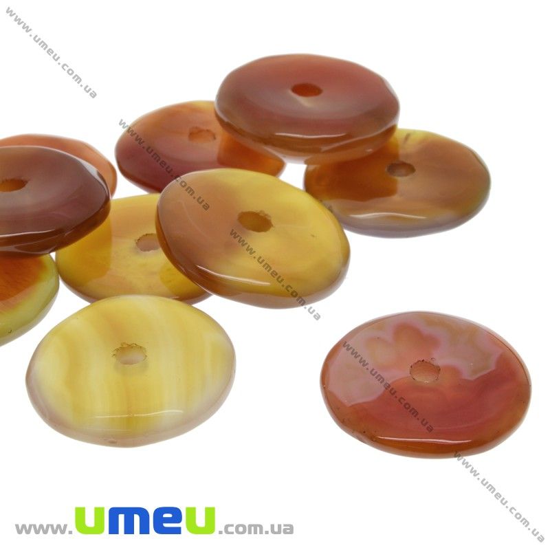Підвіска з натурального каменю, Сердолік, Кругла плоска, 27 мм (POD-033026)