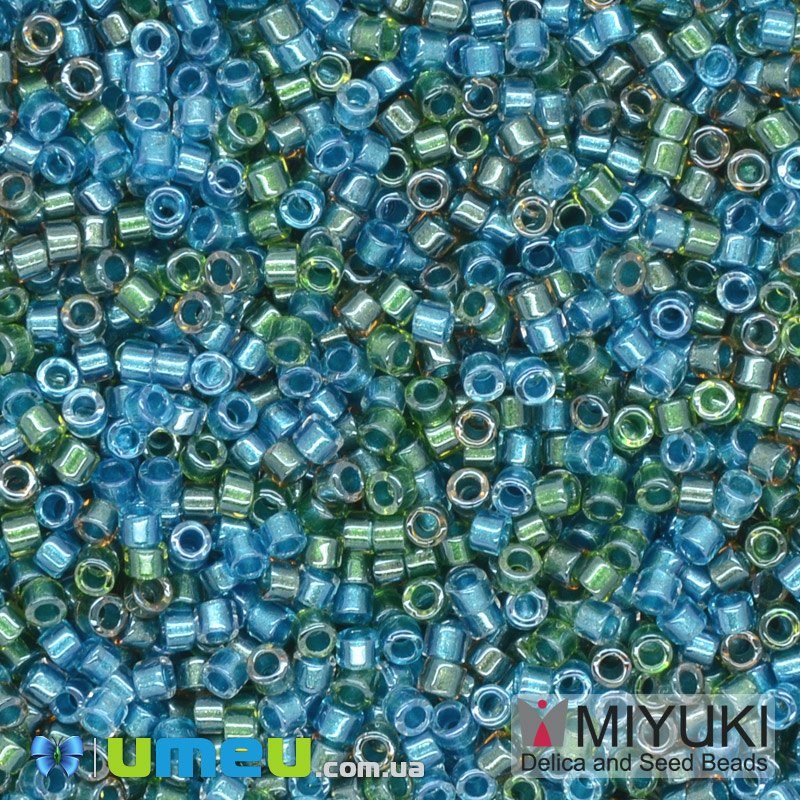 Бісер японський Miyuki Delica 11/0 DB985, Зелено-блакитний мікс (BIS-040020)