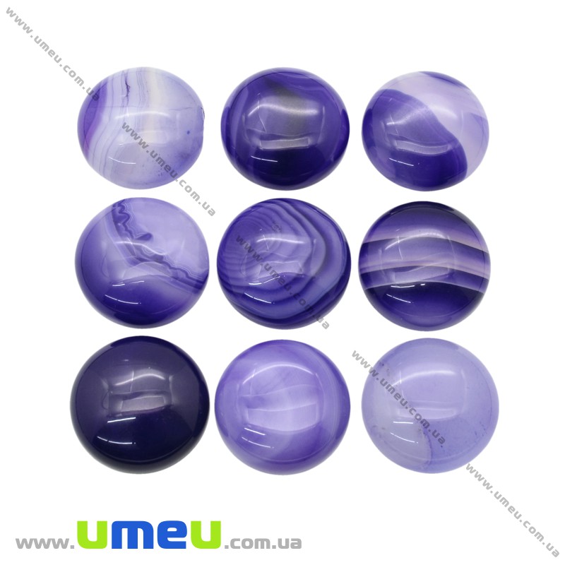 Кабошон нат. камінь Агат фіолетовий, Круглий, 20 мм (KAB-020311)