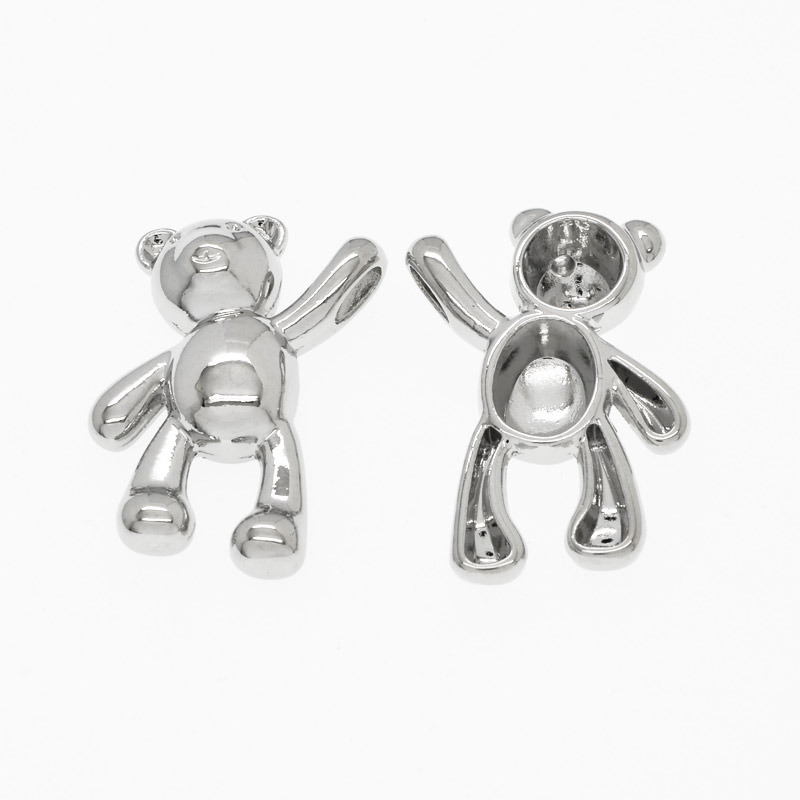 Підвіска метал. Ведмедик, 26х17 мм, Темне срібло (POD-054759)
