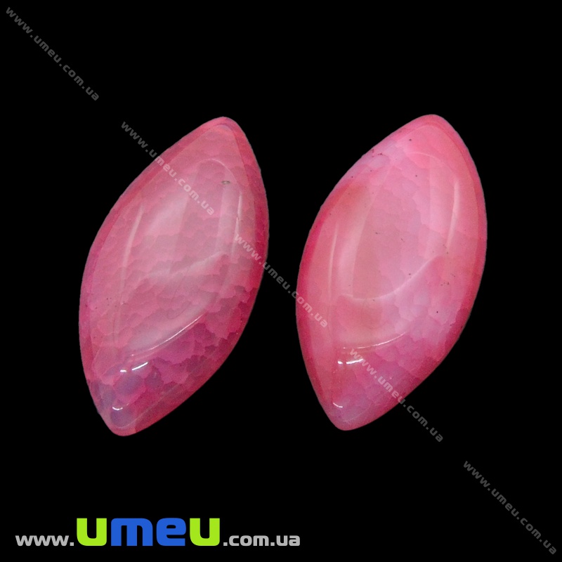 Кабошон нат. камінь Агат Краклє малиновий, Човник, 40х20 мм (KAB-020302)