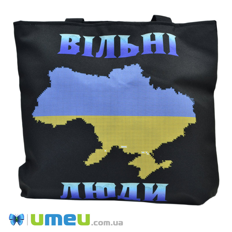 Сумка с принтом под вышивку, Карта Украины, Черная (SXM-044486)