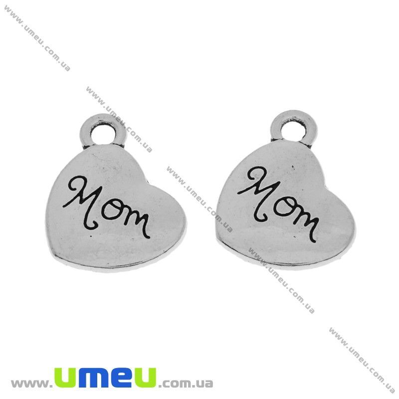 Підвіска метал. Серце (двостор.), 18х14 мм, Античне срібло (POD-031489)