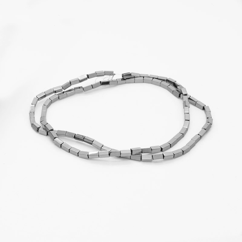 Намистини Гематит, Нат. кам, Прямокутник, 2,2х4,2 мм, З покриттям, Сріблясті (BUS-057856)