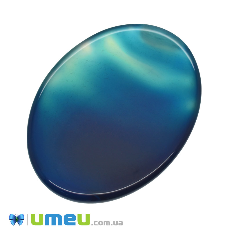 Кабошон нат. камень Агат синий, Овал, 39,8х29,5 мм (KAB-050593)