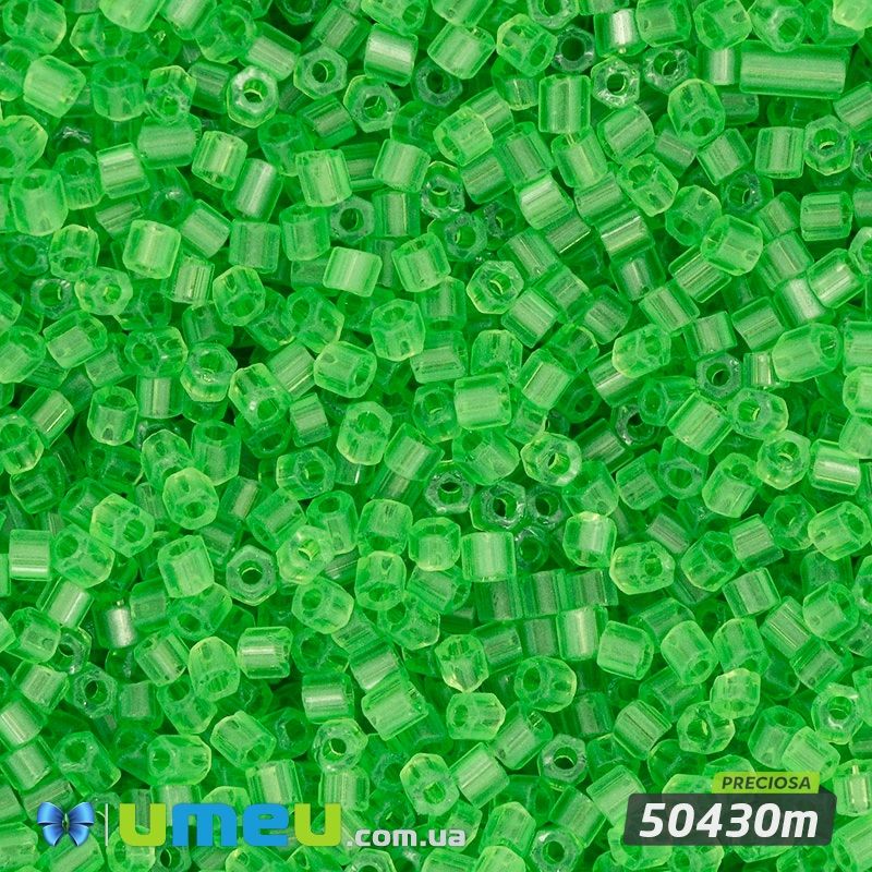 Бісер чеський Рубка 10/0, №50430m, Зелений прозорий матовий (BIS-044025)