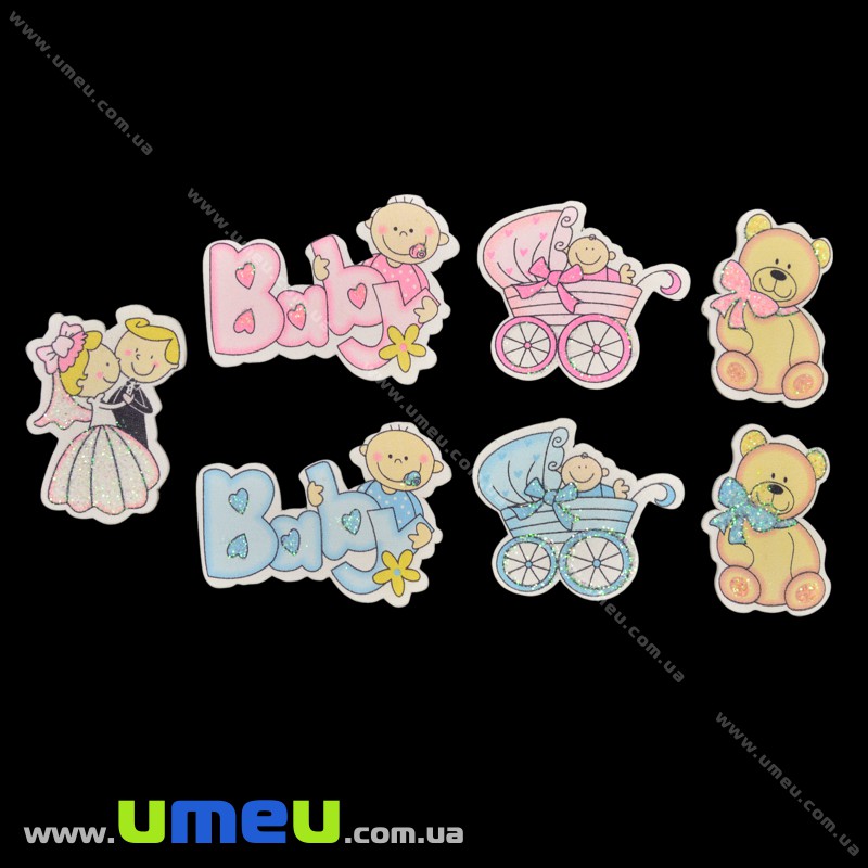 Декоративний дерев'яний елемент Baby, 48х35 мм, Блакитний (DIF-022376)