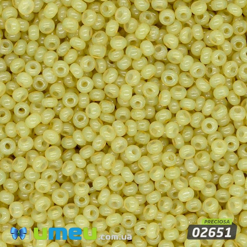 Бісер чеський №444/02651, Оливковий, Алебастровий, 10/0 (BIS-043799)