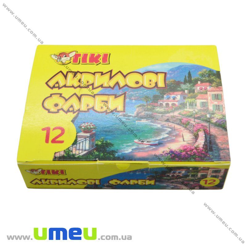 Набір акрилових фарб TIKI, 12 кольорів по 10 мл (INS-017425)
