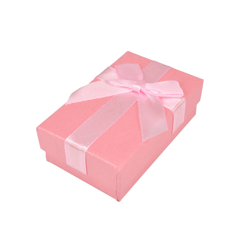 Подарункова коробочка Прямокутна з бантиком, 8х5х2,5 см, Рожева (UPK-057112)
