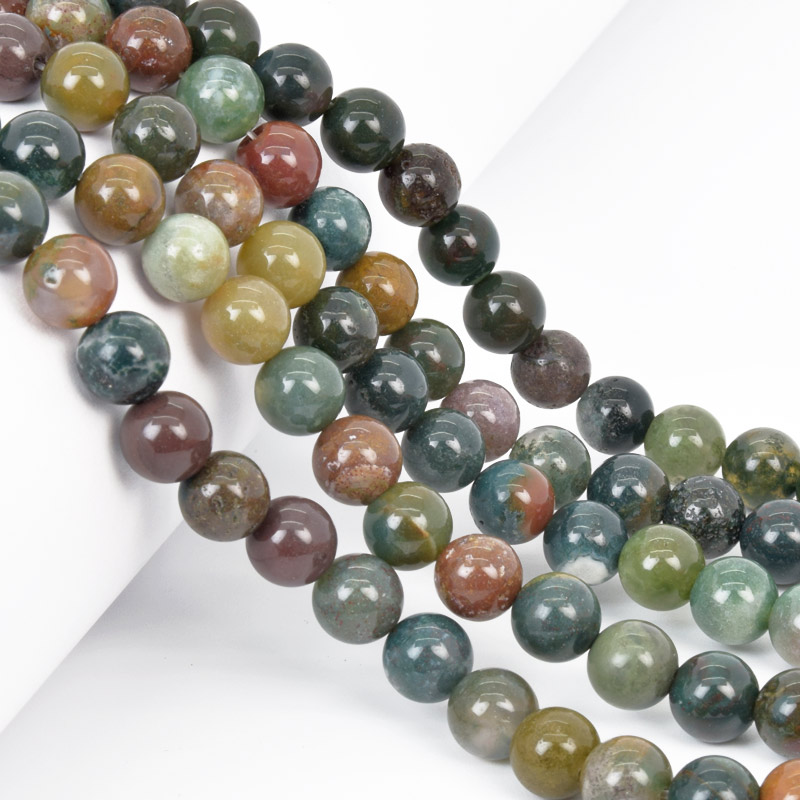 Намистини Агат індійський, Натур. камінь, 8,5 мм, 37 см, Круглі (BUS-058077)