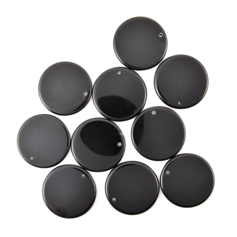 Підвіска Кругла плоска, Натур. камінь Обсидіан чорний, 30 мм (POD-058642)