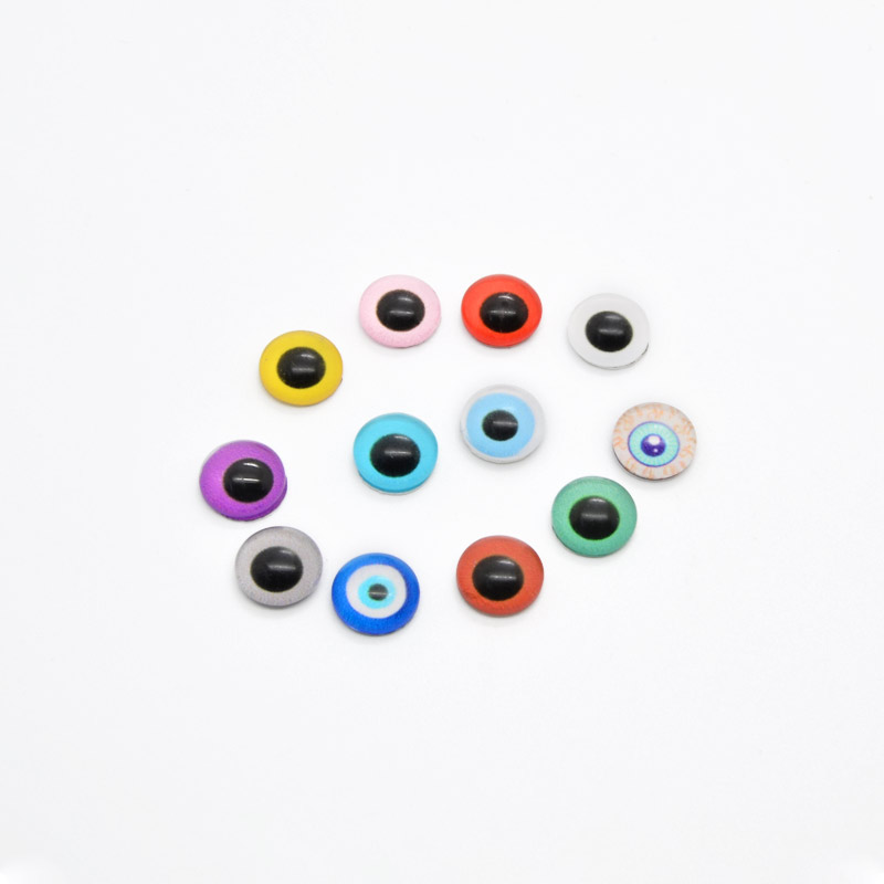 Кабошони скляні з принтом Око, 8 мм, Круглі, Мікс (KAB-051892)