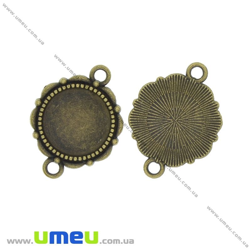 Основа-коннектор кругла, 26х20 мм, 14 мм, Антична бронза (OSN-037156)
