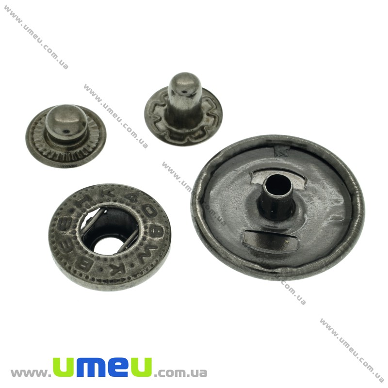 Кнопка альфа (пробивна) металева, Чорна, 20 мм (SEW-024000)