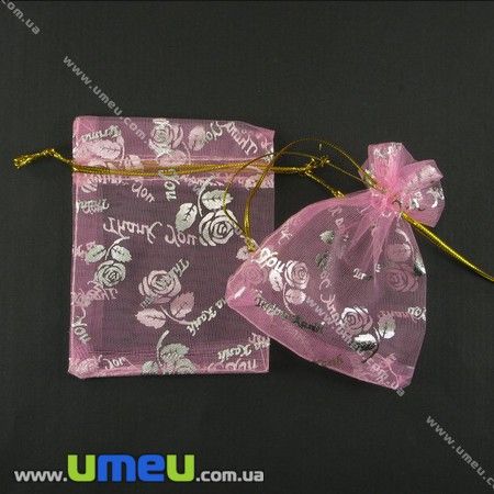Подарочная упаковка из органзы, 7х9 см, Розовая, 1 шт (UPK-001103)