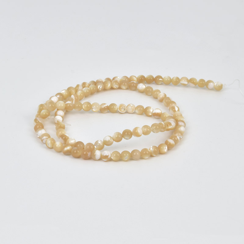 Бусины Перламутр бежевый, Натур. камень, 4 мм, Круглые (BUS-058108)