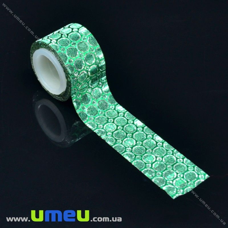 Декоративний скотч гліттерний, 11 мм, Зелений (DIF-017948)